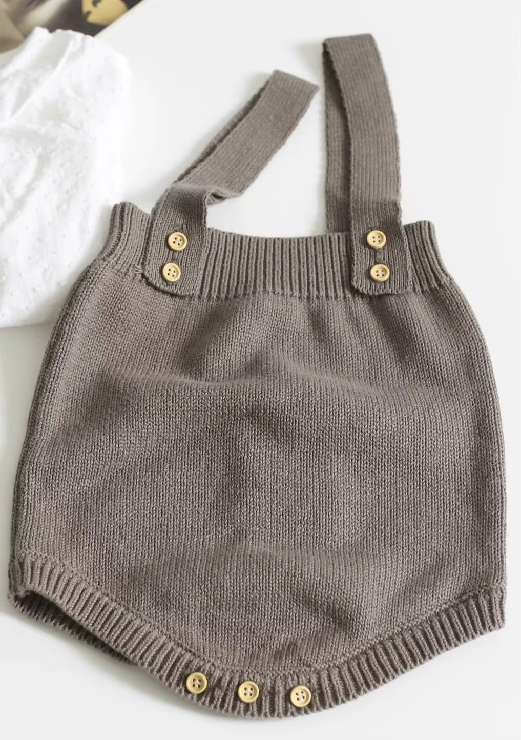 Mini Fashion™ - Śliczny dzianinowy dziecięcy romperKhaki romper