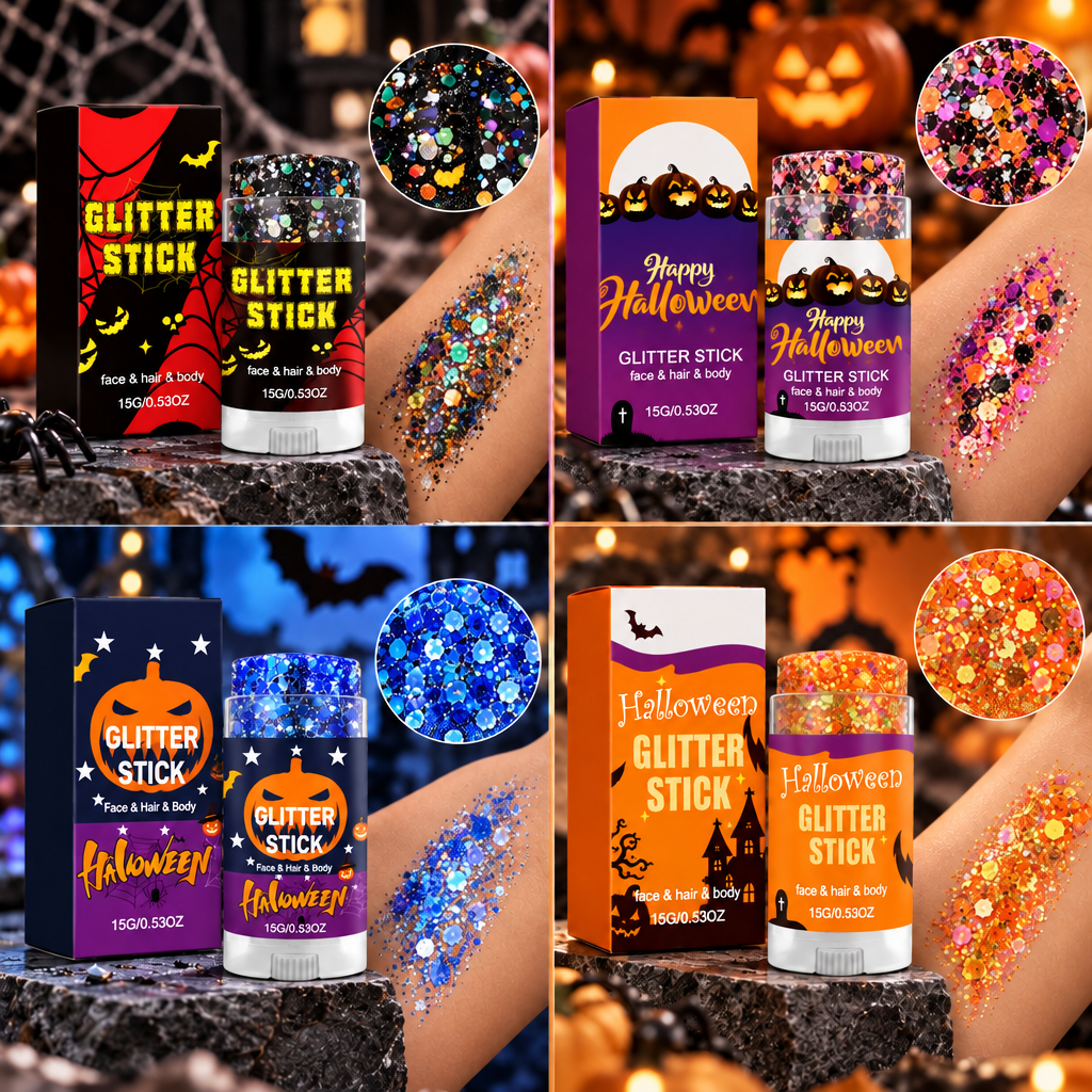 GlitterPop – Błyszczący i uroczysty – brokatowy sztyft na Halloween do twarzy, włosów i ciała