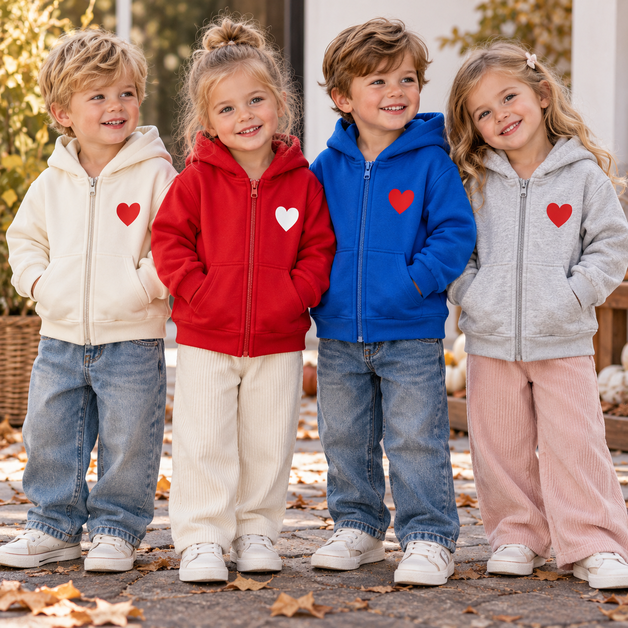 LittleLove – Delikatna i urocza – dziecięca bluza z kapturem z nadrukiem serduszek