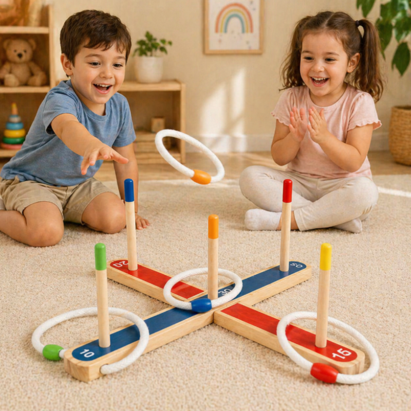 Montessori Ring Toss Game – Aktywna zabawa i nauka – gra w rzucanie pierścieniami