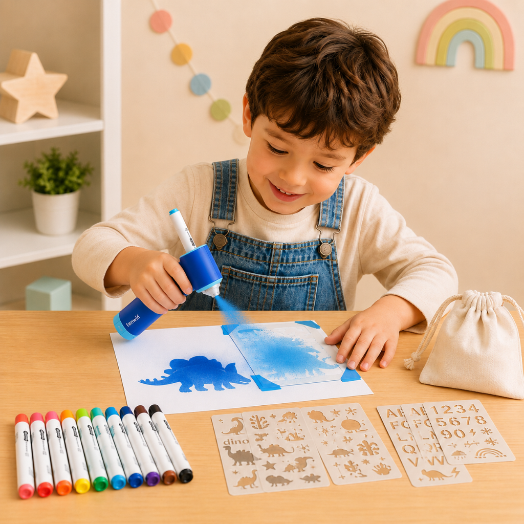 PaintBuddy – Kreatywne i edukacyjne – przenośny zestaw do rysowania aerografem