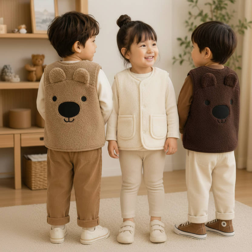 Baby Bear Fleece Vest – Ciepła i miękka – dziecięca kamizelka z motywem misia