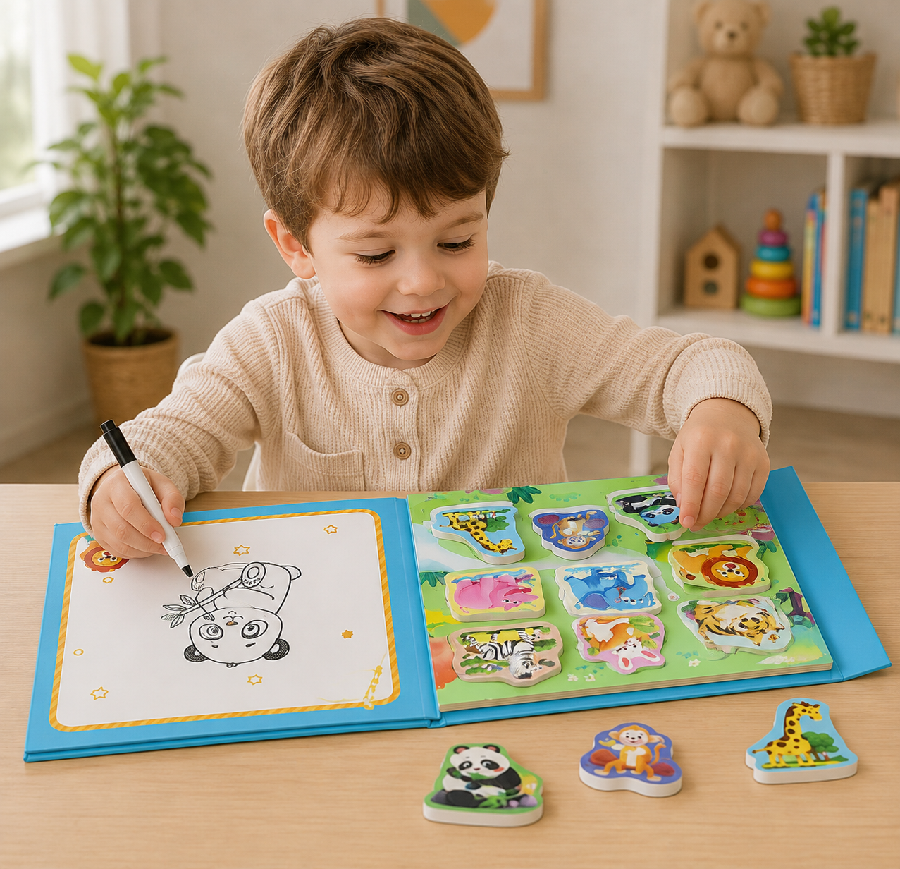 SmartMatch – Zabawa i nauka – magnetyczna książeczka 2 w 1 do rysowania i układania puzzli
