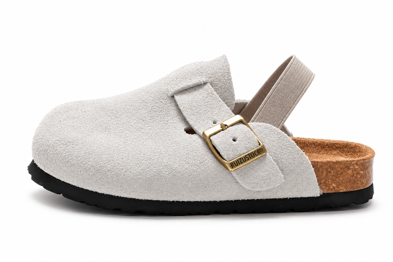 LittleWalk – Wygodne i modne – sandały typu clogs z zamszu