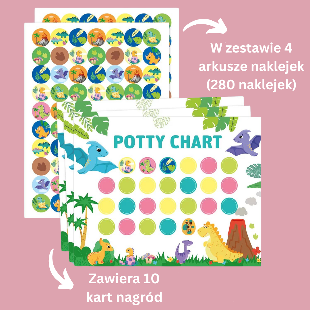 Potty Training – Zabawna i motywująca - karta do nauki korzystania z nocnika z naklejkami