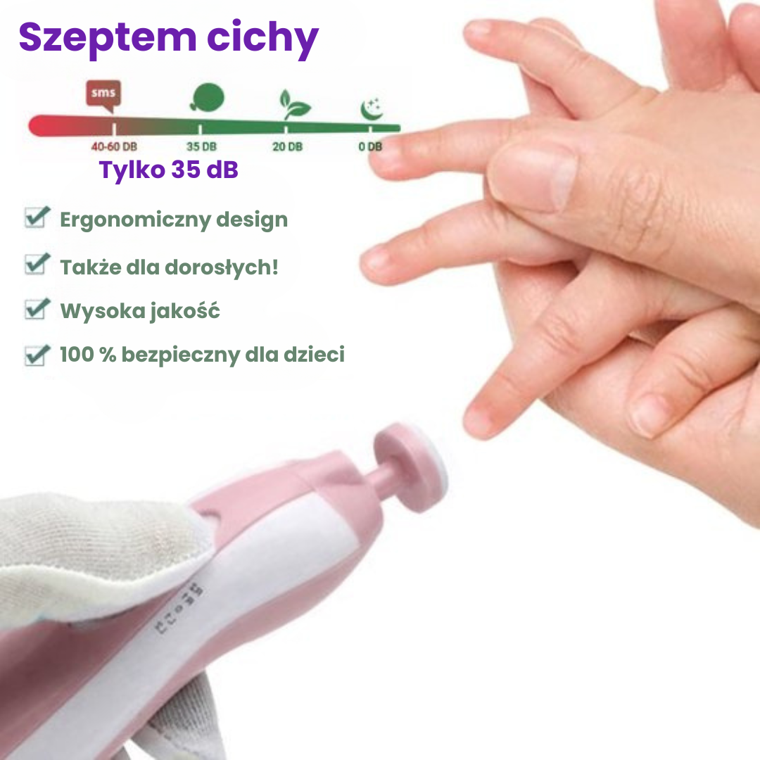 SafeCare – Cicha i bezpieczna – elektryczna pilniczka do paznokci dla niemowląt