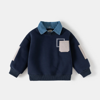 Thumbnail for CoolJunior – Ciepły i stylowy – sweter dla chłopców z dżinsowym kołnierzem