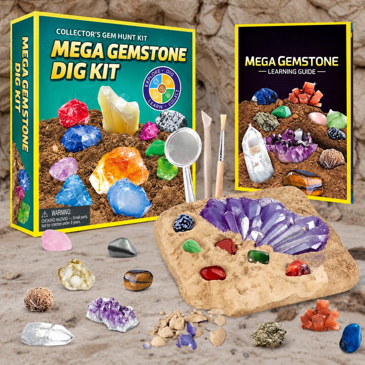 Gemstone Dig Kit – Odkrywanie i nauka – zestaw do wydobywania kryształów
