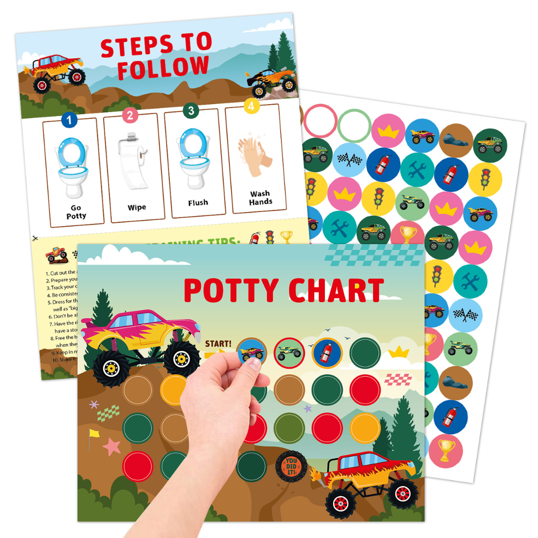 Potty Training – Zabawna i motywująca - karta do nauki korzystania z nocnika z naklejkami