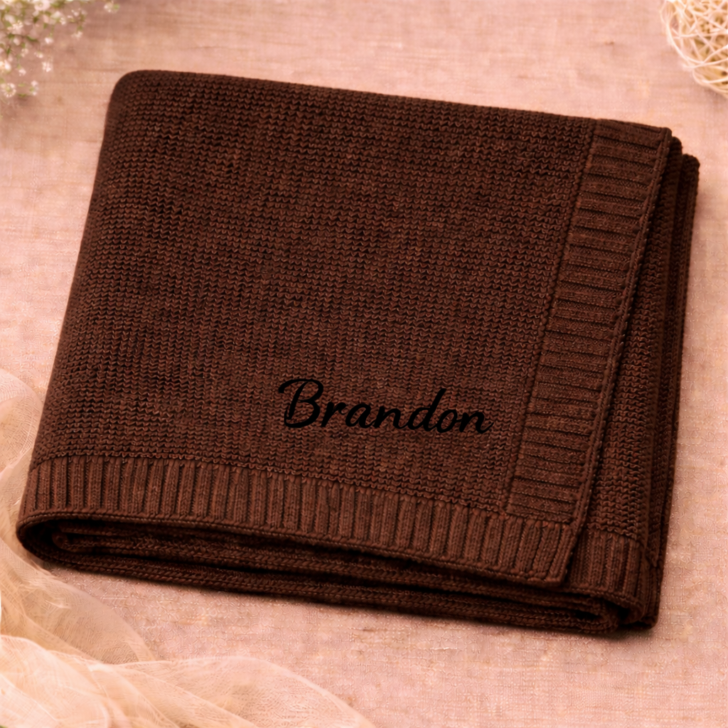 Personalized Baby Blanket – Miękki i wyjątkowy – bawełniany koc z indywidualnym haftem