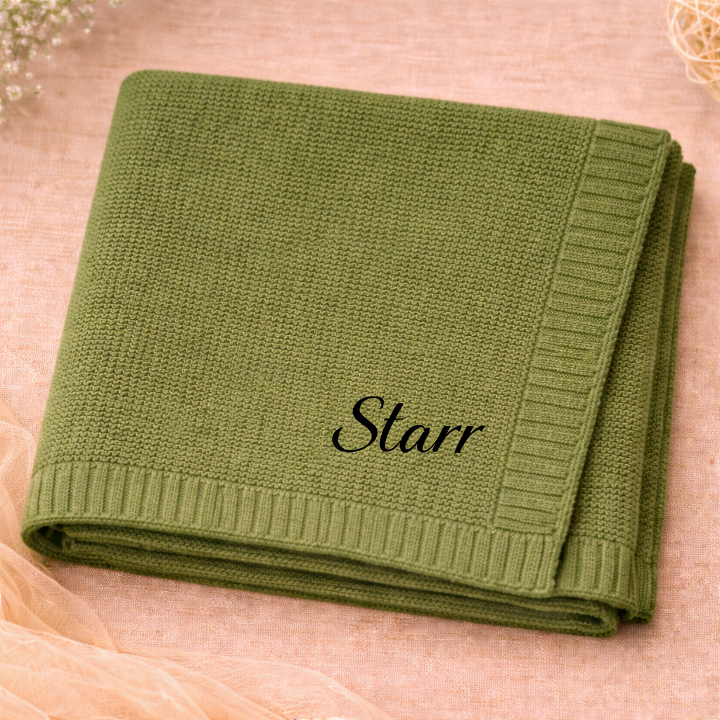 Personalized Baby Blanket – Miękki i wyjątkowy – bawełniany koc z indywidualnym haftem