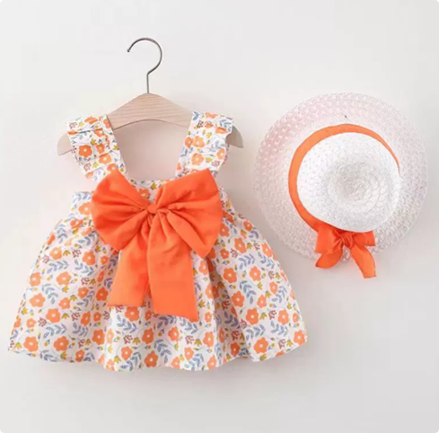 Mini Fashion™ – Słodkie i letnie – Owocowa sukienka (zawiera DARMOWY słomkowy kapelusz)