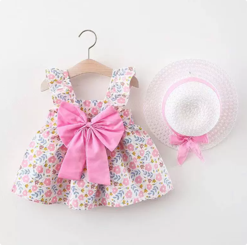 Mini Fashion™ – Słodkie i letnie – Owocowa sukienka (zawiera DARMOWY słomkowy kapelusz)