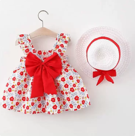 Mini Fashion™ – Słodkie i letnie – Owocowa sukienka (zawiera DARMOWY słomkowy kapelusz)