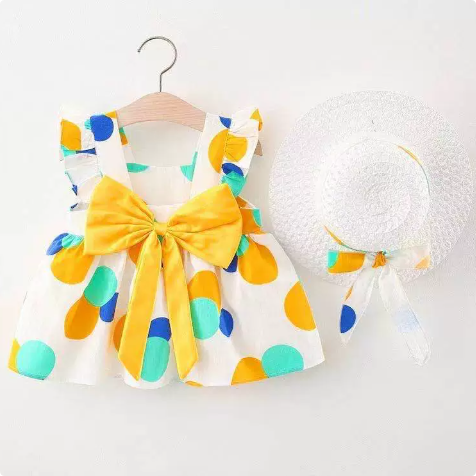 Mini Fashion™ – Słodkie i letnie – Owocowa sukienka (zawiera DARMOWY słomkowy kapelusz)