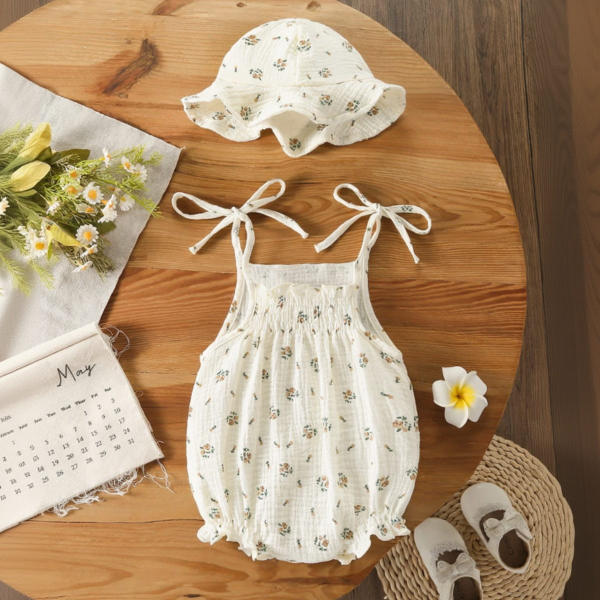 LittleBlossom – Letni komfort i styl – body dla niemowląt z czapeczką