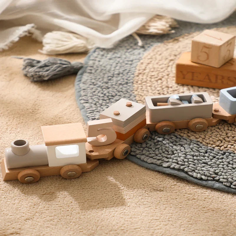 HappyTrain – Montessori & Fun – Drewniany zestaw kolejowy
