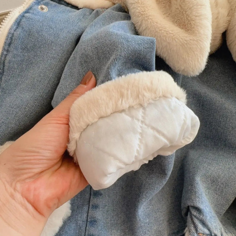 Girls Bunny Denim Coat – Ciepło i wygoda – kurtka dziecięca
