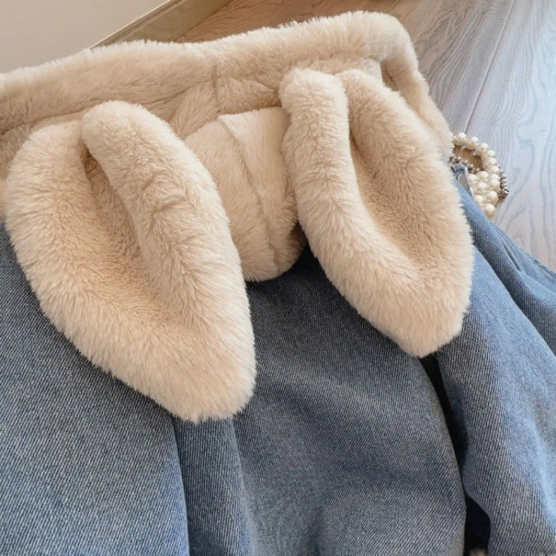 Girls Bunny Denim Coat – Ciepło i wygoda – kurtka dziecięca