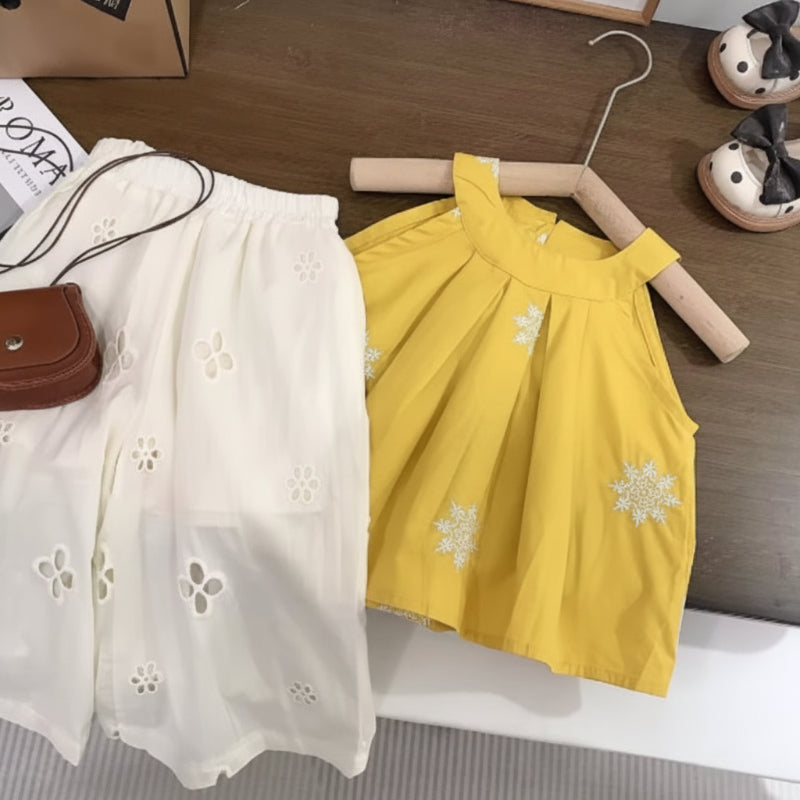 Sleeveless Tops & Pants – Delikatny i stylowy – letni zestaw odzieży dziecięcej
