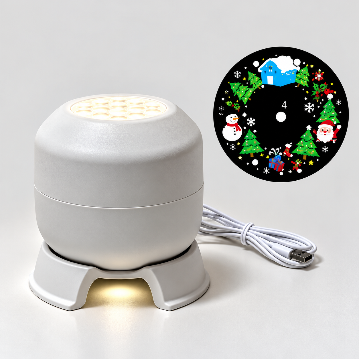 FrostyLight – Magiczne i nastrojowe – obrotowa lampa do projektora (Boże Narodzenie i Halloween)