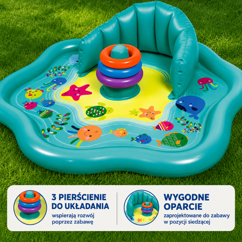 SplashPlay – Bezpieczne i przyjemne – basenik dla niemowląt z parasolem przeciwsłonecznym