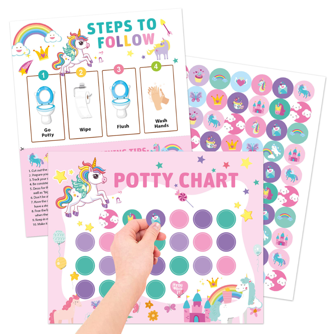 Potty Training – Zabawna i motywująca - karta do nauki korzystania z nocnika z naklejkami