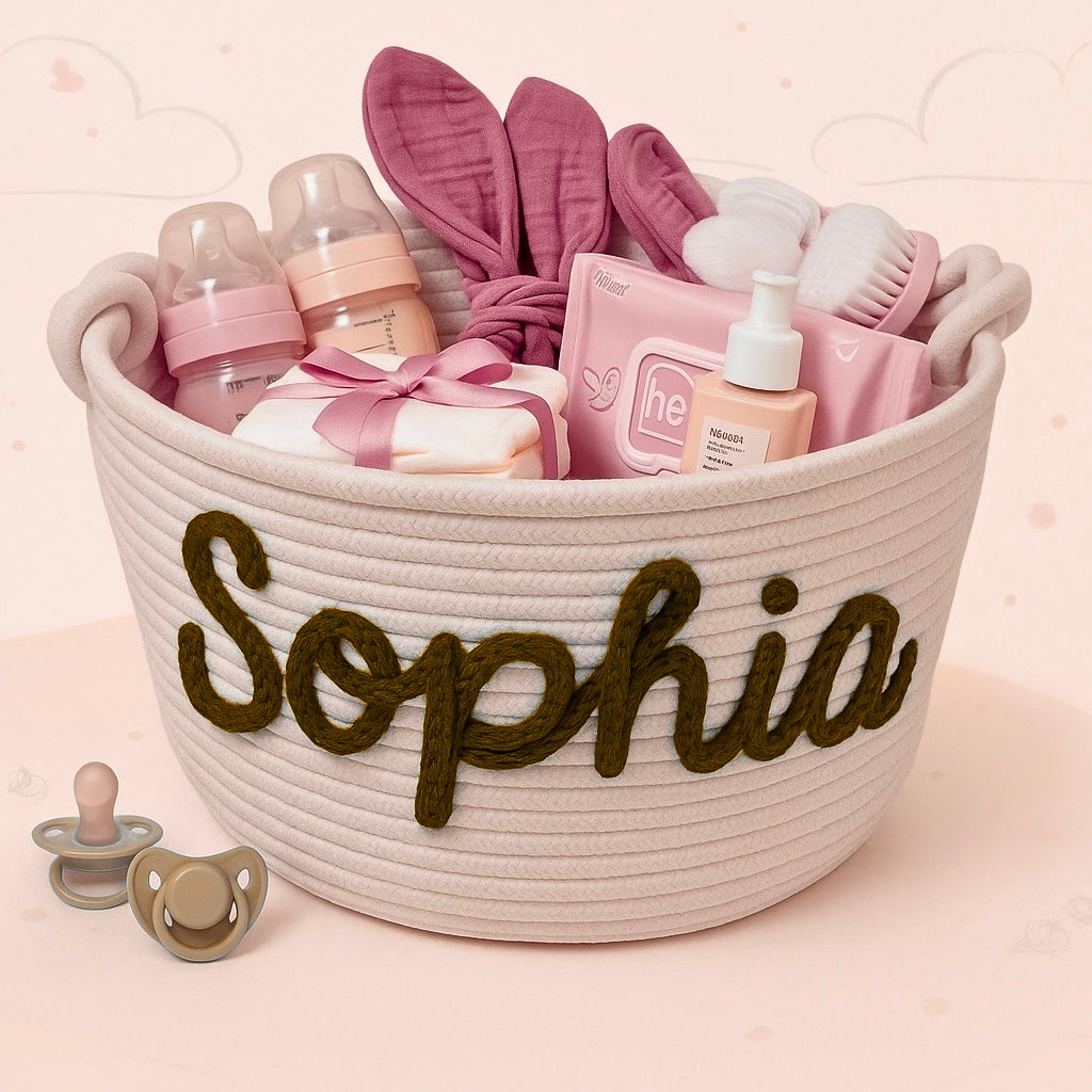 CuddleBasket – Urocze i osobiste – spersonalizowany kosz na pieluchy