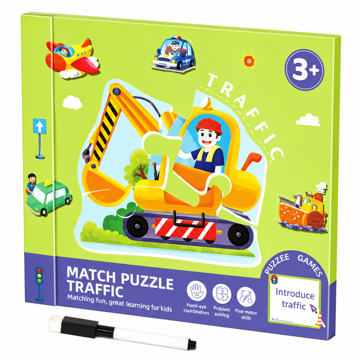 SmartMatch – Zabawa i nauka – magnetyczna książeczka 2 w 1 do rysowania i układania puzzli