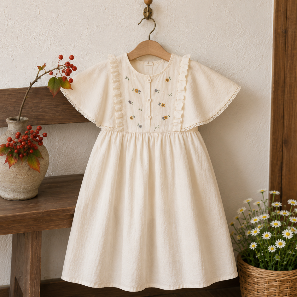 Sleeveless Dress – Elegancka i wygodna – sukienka z koronkowym kołnierzem