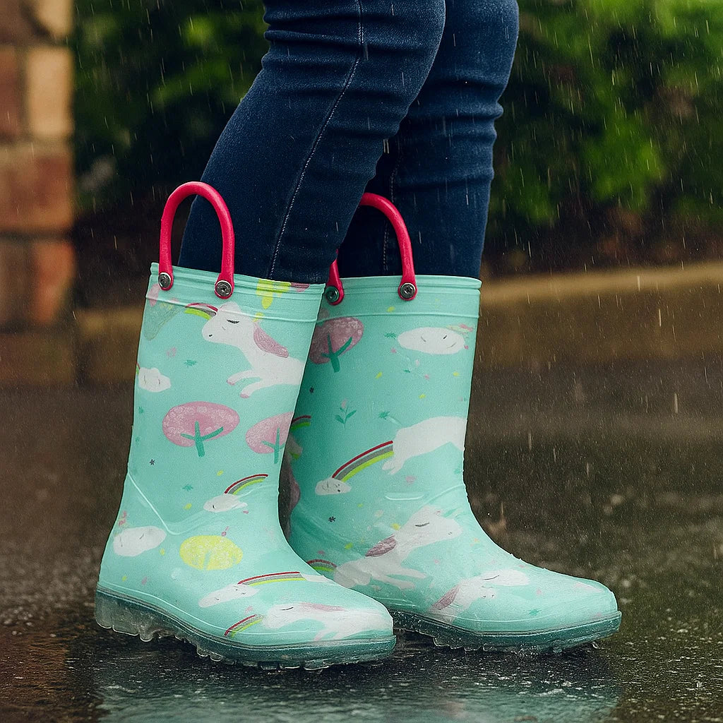 RainySteps – Wygodne i wodoodporne – kalosze z nadrukiem i pętelką