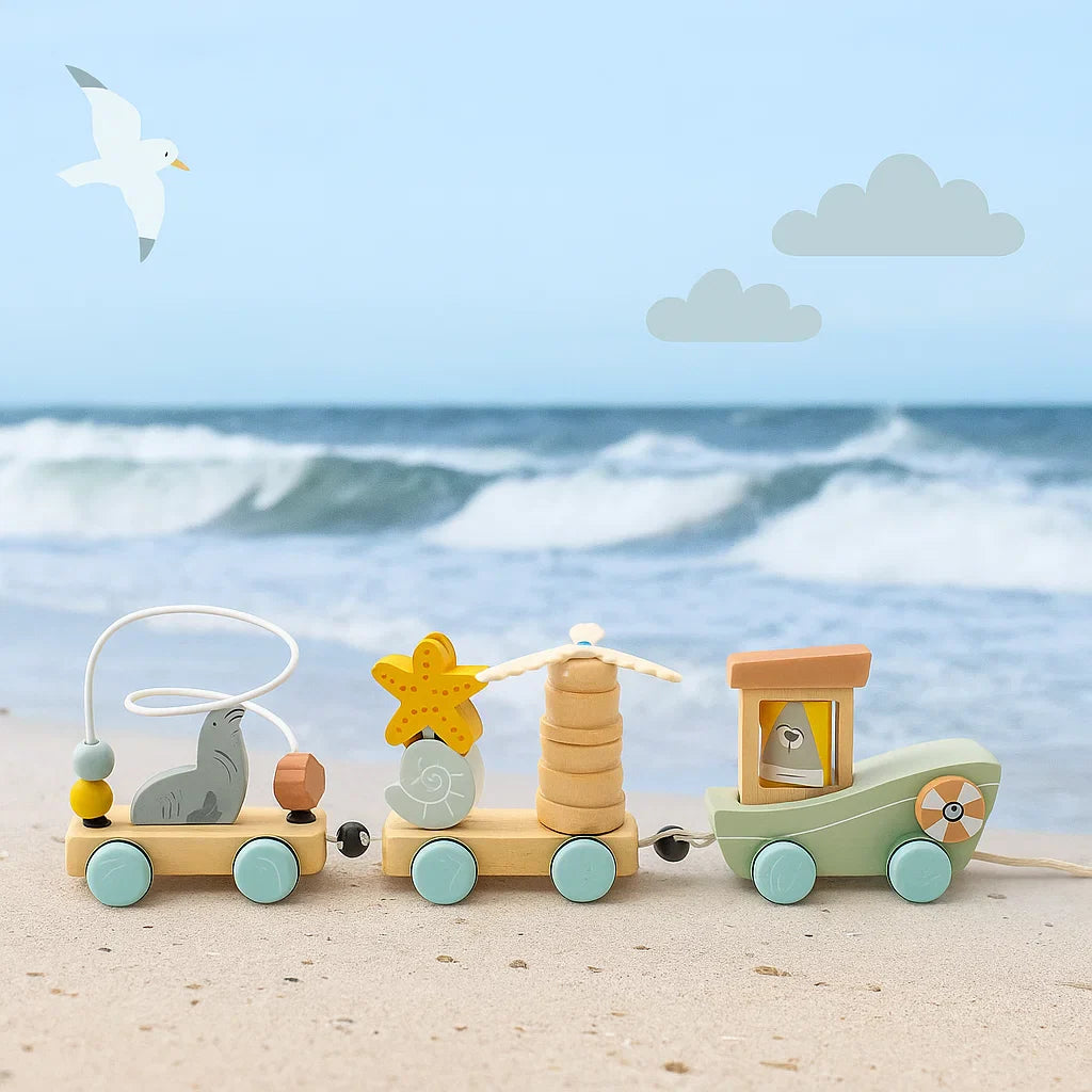 HappyTrain – Montessori & Fun – Drewniany zestaw kolejowy