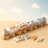 Thumbnail for HappyTrain – Montessori & Fun – Drewniany zestaw kolejowy