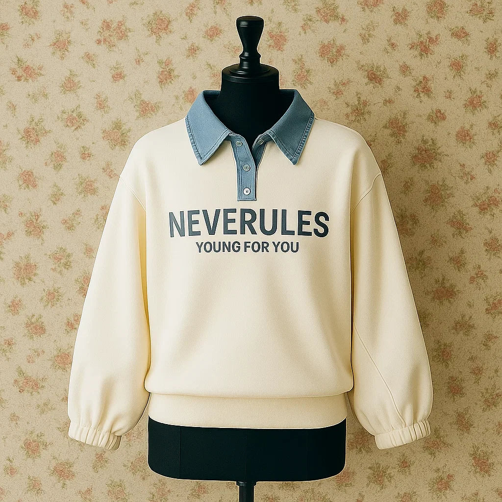 FashionKids – Stylowe i zabawne – koszulka polo z denimowym kołnierzem