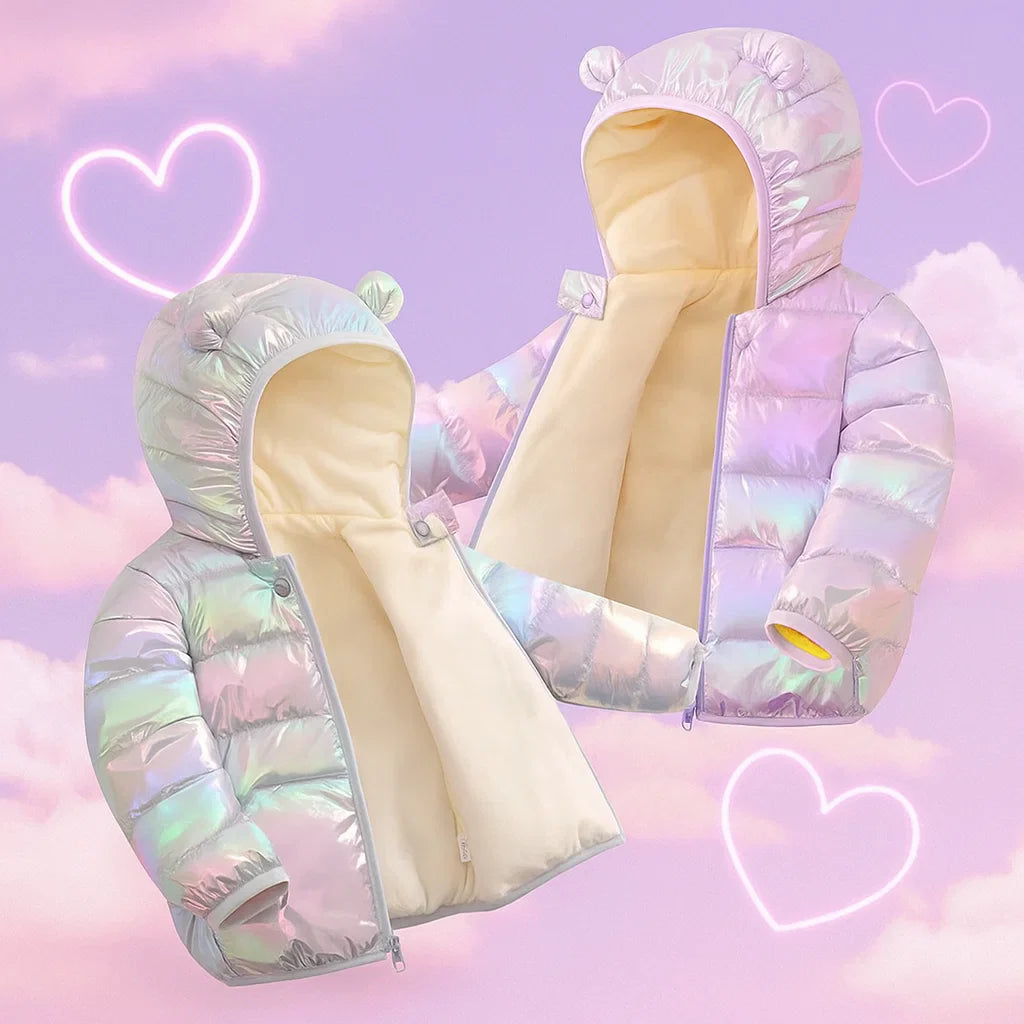 CuddleCoat  – Gruba pikowana kurtka z kapturem z futrem