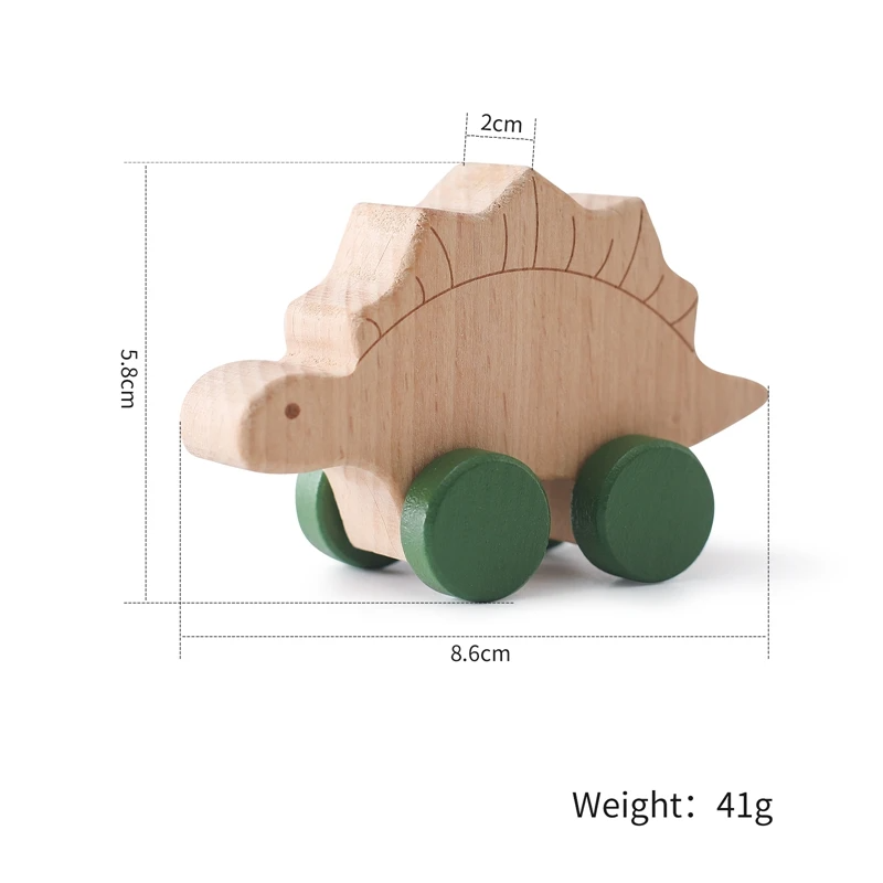 Woods™ - Drewniany dinozaur na kółkach - Drewniane zabawki