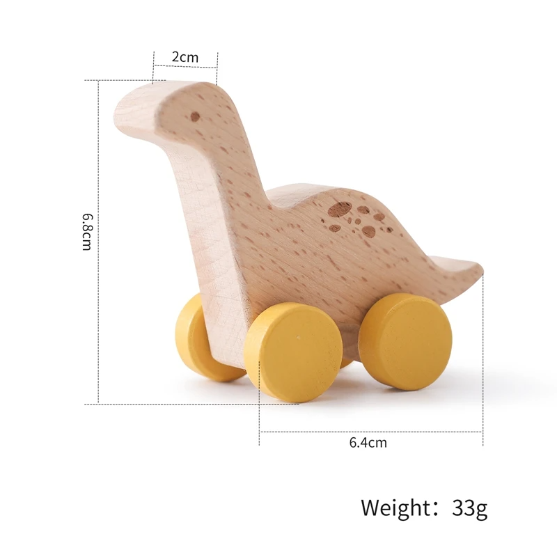 Woods™ - Drewniany dinozaur na kółkach - Drewniane zabawki