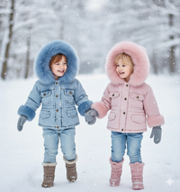 Thumbnail for FurDream – Denim Look – Kurtka zimowa z kapturem