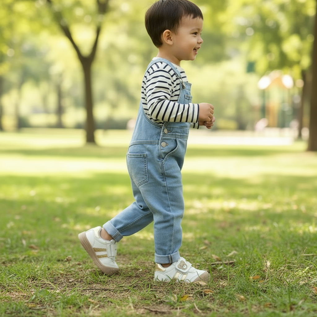 KinderMove – Wytrzymałe i elastyczne - trampki na rzepy z motywem niedźwiedzia