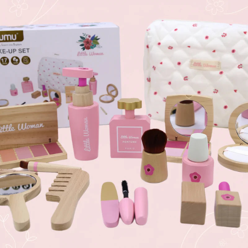 Wooden Makeup Play Set – Kreatywność i zabawa w odgrywanie ról – drewniany zestaw do makijażu