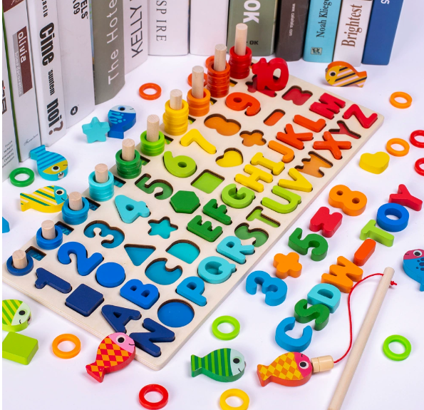 Woods™ - Drewniana tablica z cyframi i literami - Zabawki Montessori