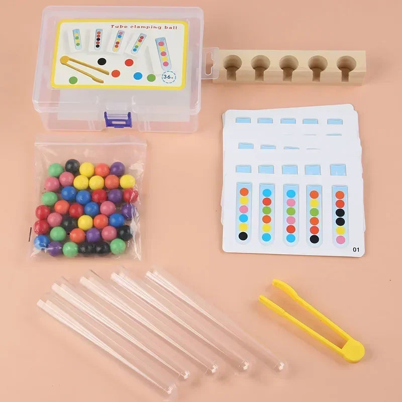 Tube Clip Beads™ - Gra logiczna kolorowe kulki - Zabawka edukacyjna