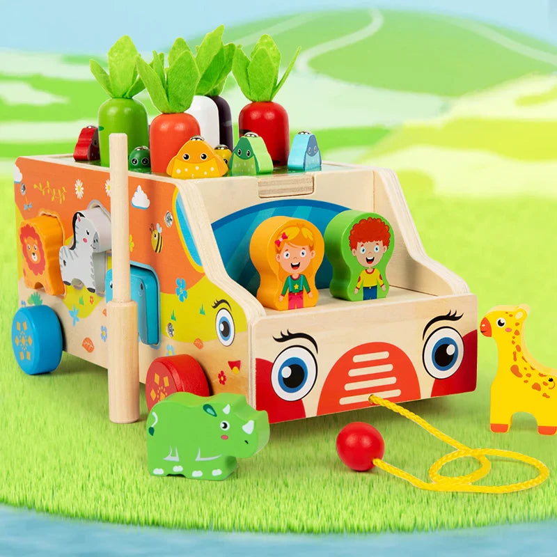 Montessori Animal Matching Toy – Edukacyjne i interaktywne – wózek z puzzlami