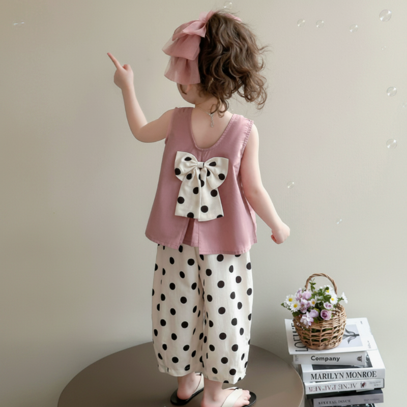 Sleeveless Tops & Pants – Delikatny i stylowy – letni zestaw odzieży dziecięcej