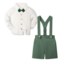 Thumbnail for LittleDandy – Klasyczne i eleganckie – Bawełniane spodenki z szelkami, kokardką i koszulą