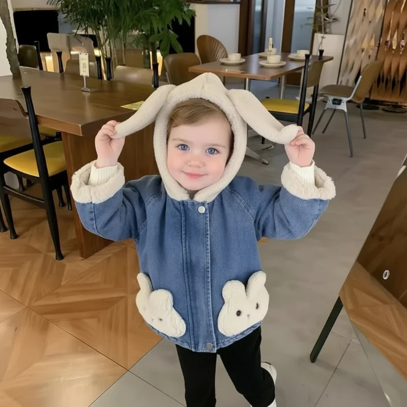 Girls Bunny Denim Coat – Ciepło i wygoda – kurtka dziecięca