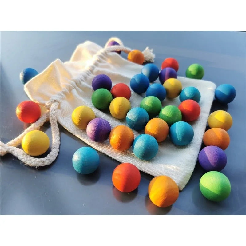 Rainbow Balls™ - Drewniane tęczowe koraliki - Zabawka sensoryczna