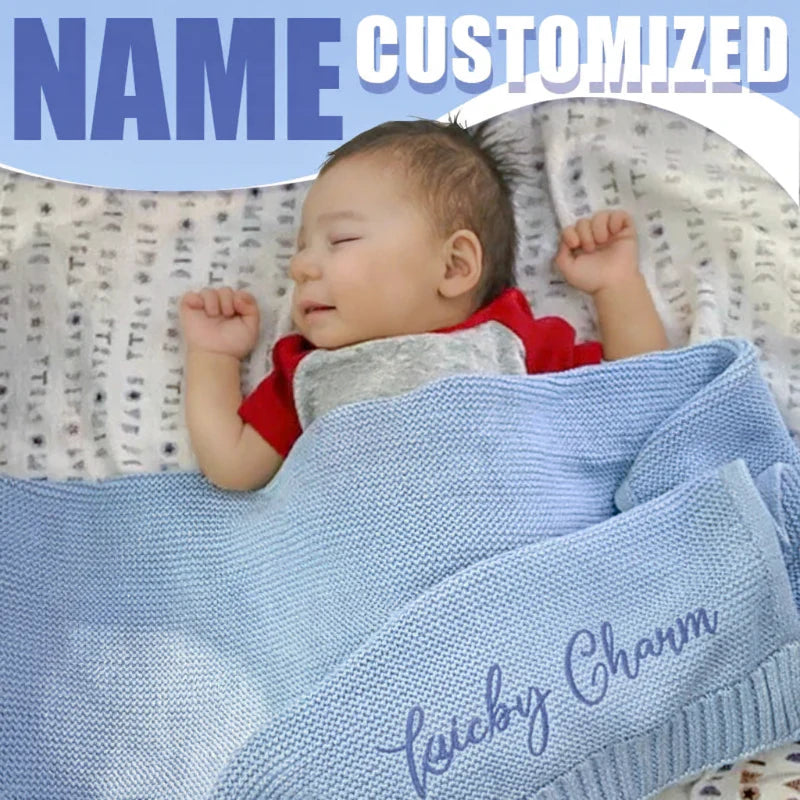 Personalized Baby Blanket – Miękki i wyjątkowy – bawełniany koc z indywidualnym haftem