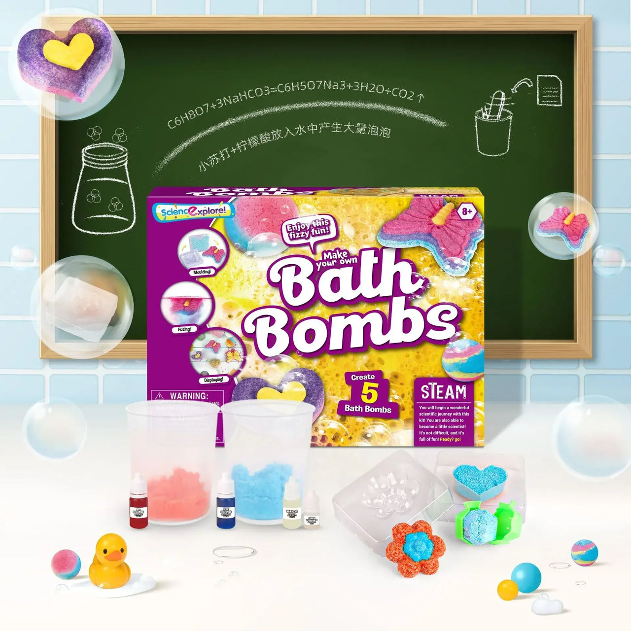 BathBombs – Kolorowe i edukacyjne – zestaw do samodzielnego wykonania kulek musujących do kąpieli
