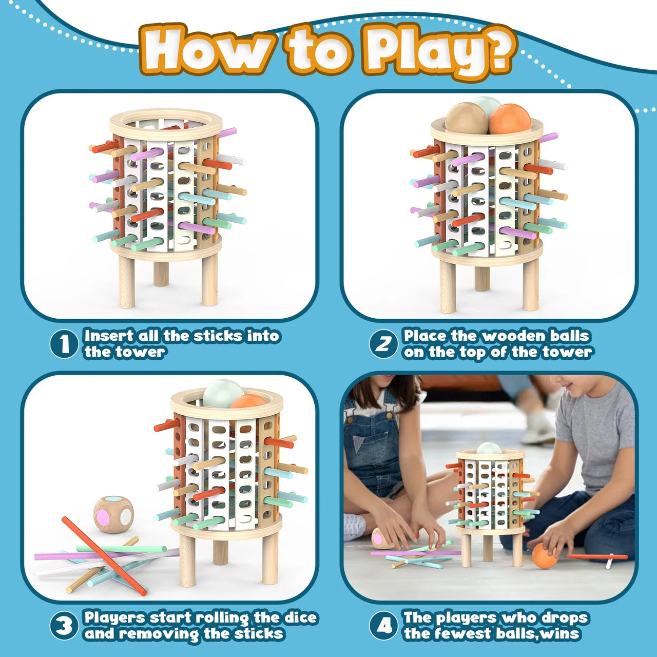 Balance Tower™ – Stos i liczenie – Drewniana gra na myślenie